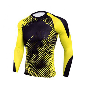 <b>Men's</b> Full Sleeve Rash Guard Compression Shirt Spandex Material Breathable Quick Dry Digital Print Yellow Gray Stripes <b>Black</b> - Product Image 6