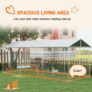 Grande Gabbia per Cani in Rete Metallica per Tutte le Razze, 20FT X 8FT, Tetto Argentato Impermeabile e Resistente ai Raggi UV - Product Image 4
