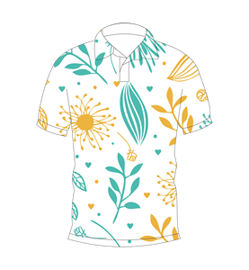 Polo personnalisé à sublimation, motif feuilles tropicales et fleurs, manches courtes, léger, respirant, décontracté, été - Product Image 1