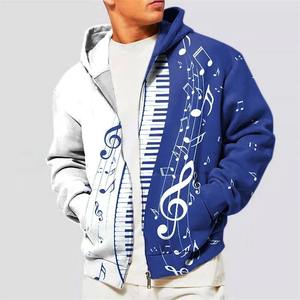 Sweat à capuche unisexe d'hiver en polaire gaufré à motif musical, personnalisable, style streetwear créatif - Product Image 4