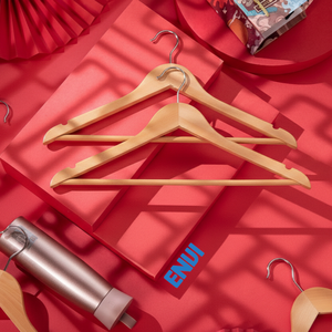 Wholesale Eco-Friendly Durable Wooden Hangers Lacquer Finish | Customized Logo | Single Tier | Multifunction Clothing Bathroom - Product Image 1