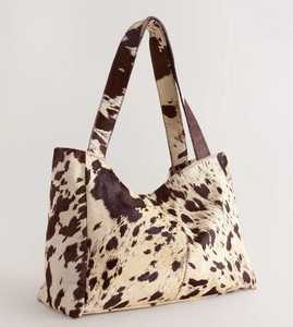 Sac fourre-tout en cuir de vachette pour femme, sac à main à bandoulière, sac de voyage tendance, étanche avec fermeture éclair, broderie, grande capacité LHTB-0018 - Product Image 1