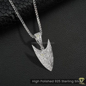 จี้รูปลูกศรประดับเพชรโมอิสซาไนต์บนสร้อยเงินแท้ 925 สไตล์ฮิปฮอป - Product Image 2