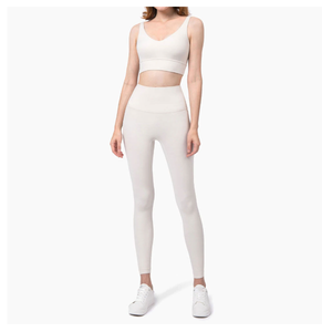 Conjunto de Yoga de 2 Piezas para Mujer, Material Spandex/Nylon, Transpirable, Elástico en 4 Direcciones, Cintura Alta, Tallas Grandes, Ecológico, con Logotipo Frontal - Product Image 1