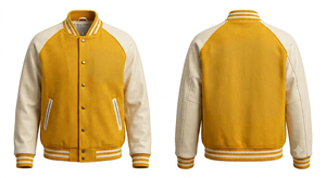เสื้อแจ็คเก็ตวาร์ซิตี้สีเหลืองทรงครีสเซนท์ ยูนิเซ็กส์ สไตล์พรีปปี้ ปกคอพับ ทรงปกติ ผ้าฝ้ายเนื้อเดียว สีพื้น ปิดด้วยซิป - Product Image 3