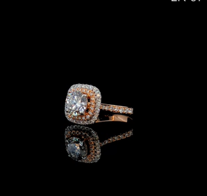 Bague de fiançailles halo avec diamant de laboratoire 1 CTW |   Or massif 14 carats |   Certifié IGI - Product Image 2