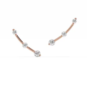 Pendientes de Plata con Tres Diamantes Cultivados en Laboratorio, con Opciones de Oro de 14k, 0.4ct de Cuarataje Total, Certificados por IGI, para Mujeres - Product Image 5