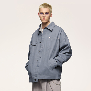 Veste en sergé de coton à manches longues avec logo brodé pour homme, équipement personnalisé de haute qualité conçu pour une utilisation quotidienne intensive - Product Image 2