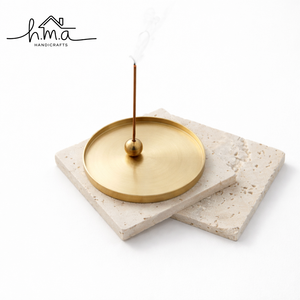 Moderno Porta Incienso de Latón, Bandeja Redonda con Centro de Bola, Soporte para Agarbatti, Recolector de Ceniza, Quemador Minimalista para Decoración del Hogar y Meditación - Product Image 1
