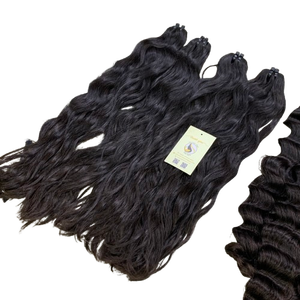 Extensions de Cheveux Humains Vietnamiens Bruts de Haute Qualité, Noirs Naturels, Ondulés, Double Trame, Tissées à la Machine - Product Image 1