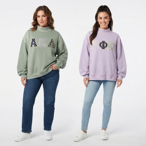 เสื้อสเวตเตอร์คอเต่าปักลายตัวอักษรกรีกสำหรับผู้หญิง ผ้าฝ้ายถัก สวมใส่สบายๆ ในฤดูใบไม้ร่วง ทรงปกติ - Product Image 5