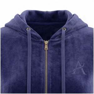 <b>Women's</b> <b>Navy</b> <b>Blue</b> Hooded Tracksuit Set Full Sleeve Zipper Front Solid Color Casual <b>Jogger</b> Pants and Jacket Autumn Wear - Product Image 4
