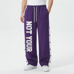Pantalones Deportivos para Hombre, con Botones Laterales, Bordados, de Alta Calidad, Elegantes, de Felpa de Algodón Transpirable, 450 GSM - Product Image 5