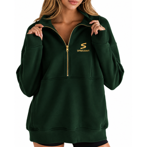 <b>Women's</b> Oversized <b>Half</b> <b>Zip</b> Fleece Pullover Stand Collar Long Sleeve <b>Sweatshirt</b> <b>Zip</b> Pockets Color Blocking Anti-Pilling 100% - Product Image 2