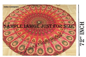 Tapiz de mandala de algodón para colgar en la pared, decoración del hogar, toalla de playa redonda, tapete de yoga, hermoso hecho a mano, multicolor, por consignantes indios - Product Image 6