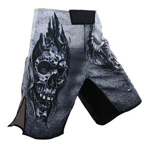 Pantalones Cortos MMA Personalizados OEM para Hombre con Estampado Gráfico de Calavera y Cuernos de Demonio, Sublimados, de Secado Rápido, Transpirables, para Muay Thai - Product Image 3
