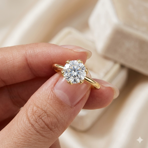Anillos de Diamantes Solitarios de Moissanita en Oro de 14K para Mujer, con Engaste de Seis Puntas, para Compromiso, Boda, Aniversario o Propuesta - Product Image 2
