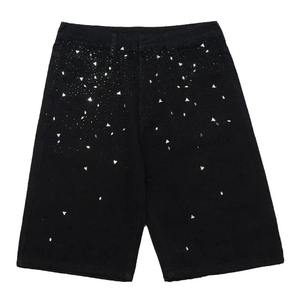 Pantalones Cortos de Mezclilla Holgados para Hombre con Diseño Personalizado de Pedrería Brillante, Pantalones Cortos Vintage, Tallas Grandes Disponibles - Product Image 1