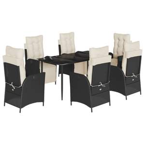 Juego de Comedor de Jardín de 7 Piezas con Cubiertas Removibles de Ratán PE Negro - Product Image 2