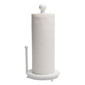 Porte-serviettes en papier en métal blanc artisanal, distributeur de rouleaux de cuisine style ferme, support de mouchoirs en fer sur pied pour la maison et l'hôtel - Product Image 1