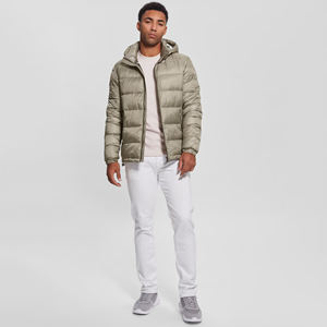 Chaqueta Acolchada con Capucha para Hombre, Cierre de Cremallera, Estilo Casual, Color Sólido, Relleno de Poliéster, Resistente al Viento, Cuello Alto, Corte Regular - Product Image 2