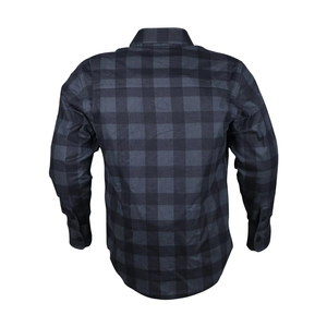 Men's Full Sleeve Plaid Flannel <b>Shirt</b> <b>Flame</b> Retardant Motorcycle Armor Protection Black Gray Checkered Design All Seasons Wear - Product Image 3