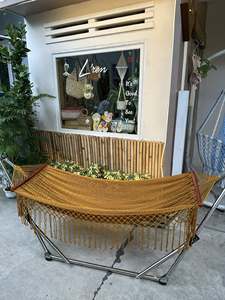 Hamaca de macramé con palo de madera, muebles de exterior al por mayor, columpio bohemio, hamaca colgante tejida a mano - Product Image 3