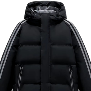 Low Price Polyester Nylon Fabric Made Men's Padded <b>Quilted</b> Outerwear Jackets Machine Stitched Zipper Up Hooded Puffer Jacket - Product Image 1