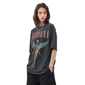 T-shirt con stampa grafica effetto lavato, casual, vestibilità ampia, streetwear, grafica vintage, t-shirt casual streetwear unisex - Product Image 3