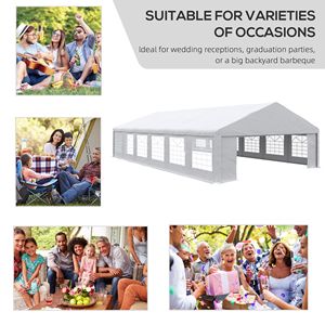 39 X 23ft White Party <b>Tent</b> Carport Large Outdoor <b>Canopy</b> with Removable Sidewalls Windows for Celebrations Weddings - Product Image 4