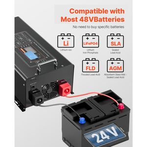 Inverter a Onda Sinusoidale Pura 6000W/8000W con Caricabatterie da DC 48V a AC 120V, Display LCD e Telecomando, Inverter Solare - Product Image 4
