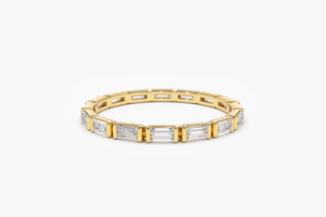 Anillo de Boda para Mujer de Oro Sólido de 14k con Diamantes Baguette Eternity de 0.64 CT, Anillo de Aniversario, Anillo Apilable de Fine Jewelry - Product Image 1