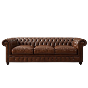 Sofá Chesterfield de Cuero Marrón Estilo Vintage de 3 Plazas con Botones Decorativos, Sofá Clásico para Sala de Estar, Oficina, Hotel - Product Image 3