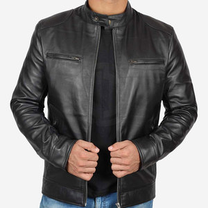 Chaqueta de Invierno para Hombre, de Cuero Vacuno Genuino, Corte Ajustado, Cuello Alto Personalizado, Logotipo Frontal, Ecológica y Transpirable, en Oferta - Product Image 3