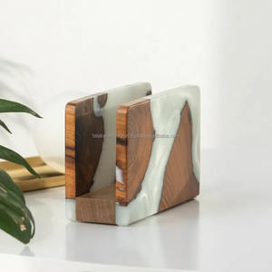 Porte-serviettes moderne en bois et résine Distributeur décoratif Porte-serviettes en papier pour comptoirs de cuisine Tables à dîner par FWE - Product Image 5