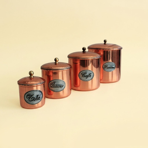 Handmade Pure Copper <b>Kitchen</b> Canister Set with Brass Knobs Vintage Style Food <b>Storage</b> Jars For Coffee Tea & Spices Eco-Friendly - Product Image 3