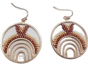 Pendientes de diseño de bordado redondeado multicolor chapado en oro de tendencia para mujer, joyería religiosa Popular Unisex, aniversario de bodas - Product Image 3