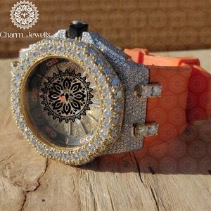 Charm_Jewells Luxury Unisex Watch 40mm Stainless Steel Case Silicone Band Analog Mechanical Movement <b>Chronograph</b> Diamond - Product Image 3