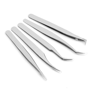 Pince à épiler pour extensions de cils en acier inoxydable fabriquée au Pakistan, logo personnalisé imprimé, pour cils à pointe incurvée, anti-acide - Product Image 5
