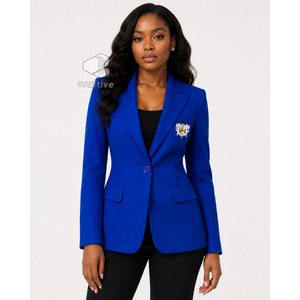 เสื้อเบลเซอร์ผู้หญิงแบบกระดุมแถวเดียว ยี่ห้อ Sigma Gamma Rho ปักลายที่ปกเสื้อแบบ Notch Lapel ทรงเข้ารูป เหมาะสำหรับใส่ทำงานในออฟฟิศหรือธุรกิจ ชุดสูทลำลองสำหรับงานที่เป็นทางการ - Product Image 5