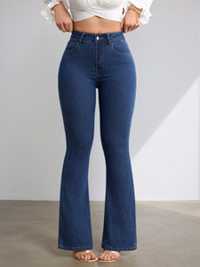 YUANBOFEI Jeans de Mezclilla Ajustados de Pierna Recta para Mujer, 100% Algodón, Transpirables, Estilo Vintage, para Uso Diario - Product Image 4