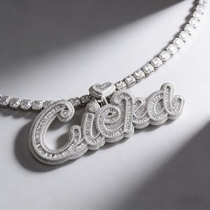 Pendentif Moissanite Iced Cursed en Argent 925, Coupe Ronde Brillante, Breloque Lettre, Style Hiphop, Bijou Unisexe, Sertissage à Griffes, Pour Soirée - Product Image 6
