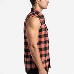 Summer Wear Men's Sleeveless Plaid Flannel Shirt Casual Button Down <b>Checkered</b> <b>Top</b> Turn-down Collar Cotton Breathable Men T-Shirt - Product Image 4