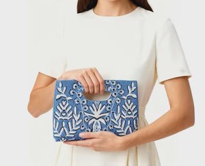 Handmade Blue Beaded Classic Casual Eco-Friendly <b>Clutch</b> Bag Floral Evening Purse for <b>Weddings</b> & Parties - Product Image 5