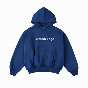 Fabrication de sweats à capuche personnalisés, style streetwear vintage, coupe oversize, bords bruts, broderie contrastante sur le côté, en coton délavé à l'acide - Product Image 2