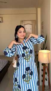 Conjunto Coordinado de Algodón Estampado a Mano para Mujer, Ropa Casual de Dos Piezas, Conjunto Coordinado de Algodón para Verano - Product Image 3