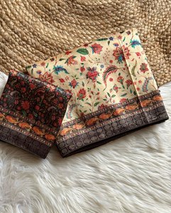Sari de Jacquard de Seda Suave con Tejido Jari Puro Reglance, Estampado Digital Pashmina, Acabado con Ribete Dori, Suave, Cómodo y Tradicional - Product Image 1