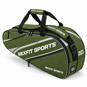 Sac de sport léger Rexfit pour raquettes de badminton et de tennis, avec poche latérale zippée, impression personnalisée pour équipe et bandoulière réglable - Product Image 1