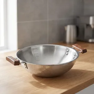 Poêle à frire profonde en acier inoxydable de qualité supérieure, couleur argent, robuste, pour la cuisine - Product Image 6