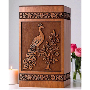 Custom Logo Wooden Urn for Wholesale Supply Wooden Cremation Urn with Printed Design Option by AYAANS - Product Image 1